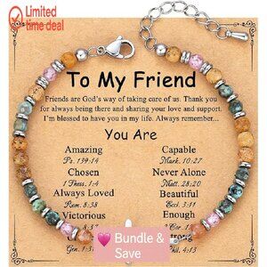 Adjustable Cross Bracelet Stainless Steel Natural Stones 6.5-8 Inch Wrist